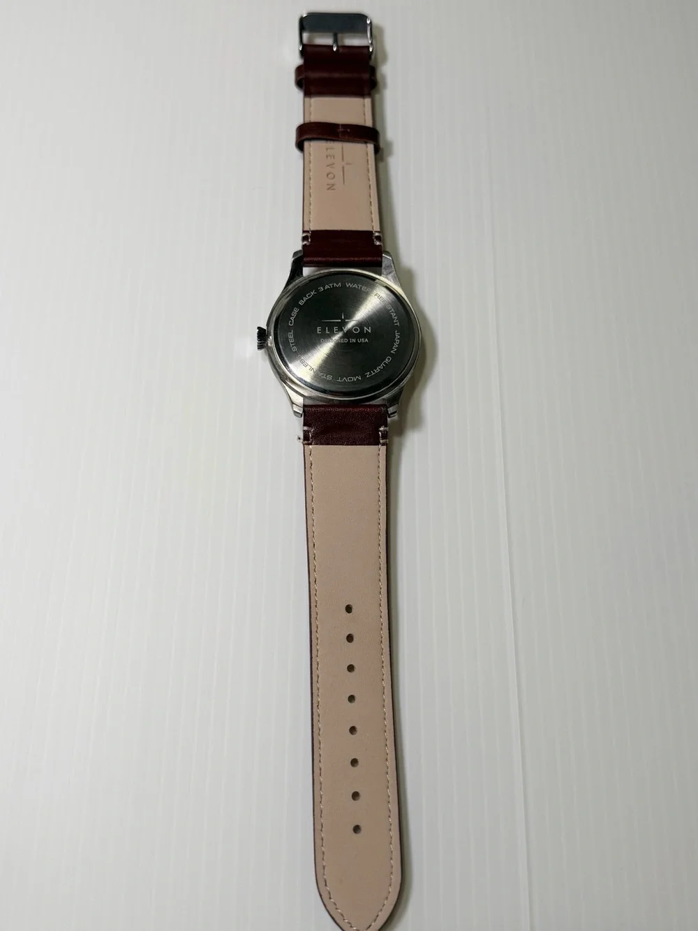 Elevon Men’s Black Dial Brown Leather Strap Analog Watch Casual Dress